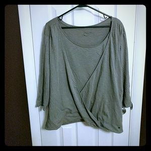 Eddie Bauer 3/4 Sleeve Wrap-Front Top